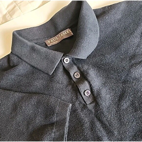 Paul James Jumper Sweater Mens Size S Navy 100% Cotton Collared  Short Sleeve - Picture 1 of 6